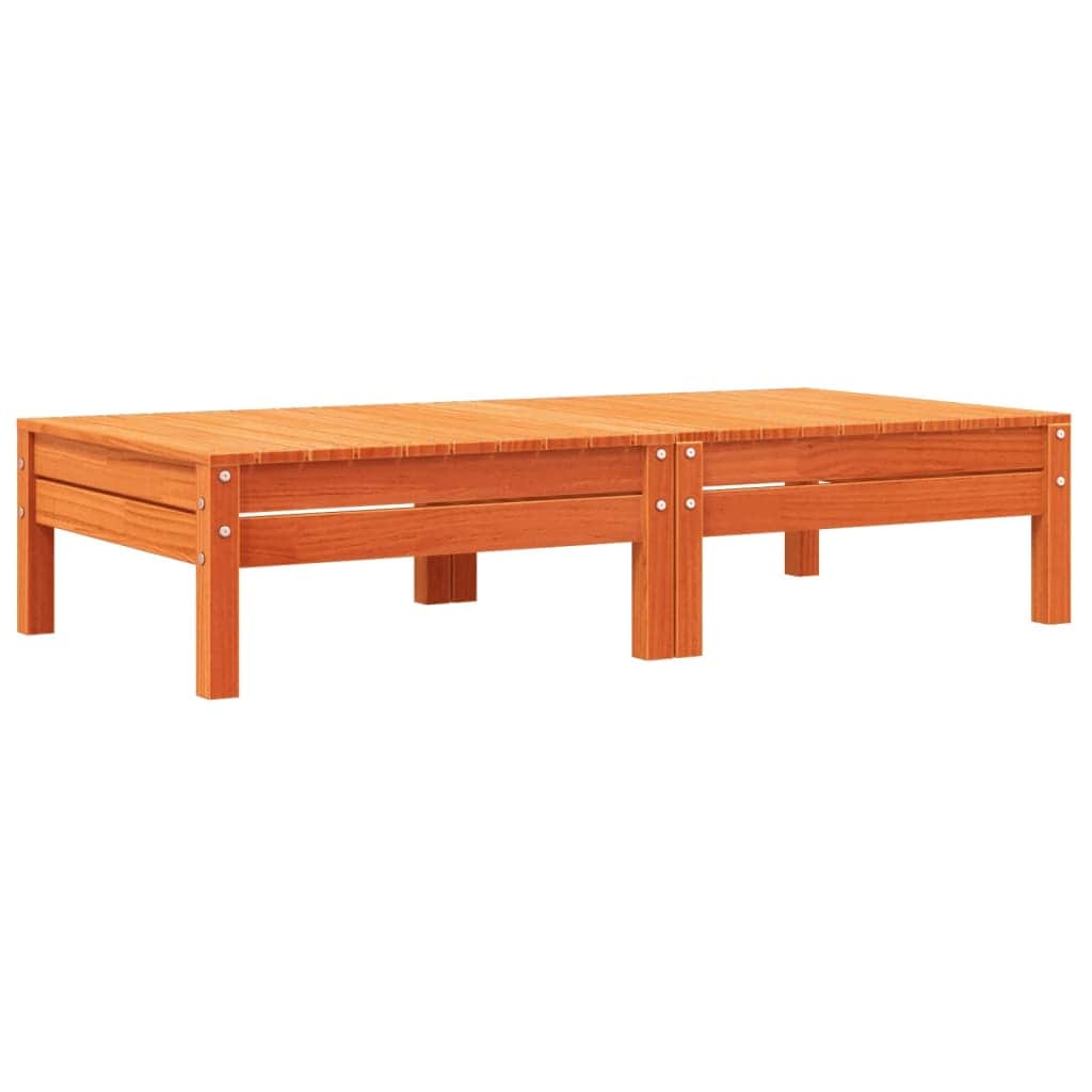 Garden Footstools with Cushions 2 pcs Wax Brown Solid Wood Pine, Wood finish