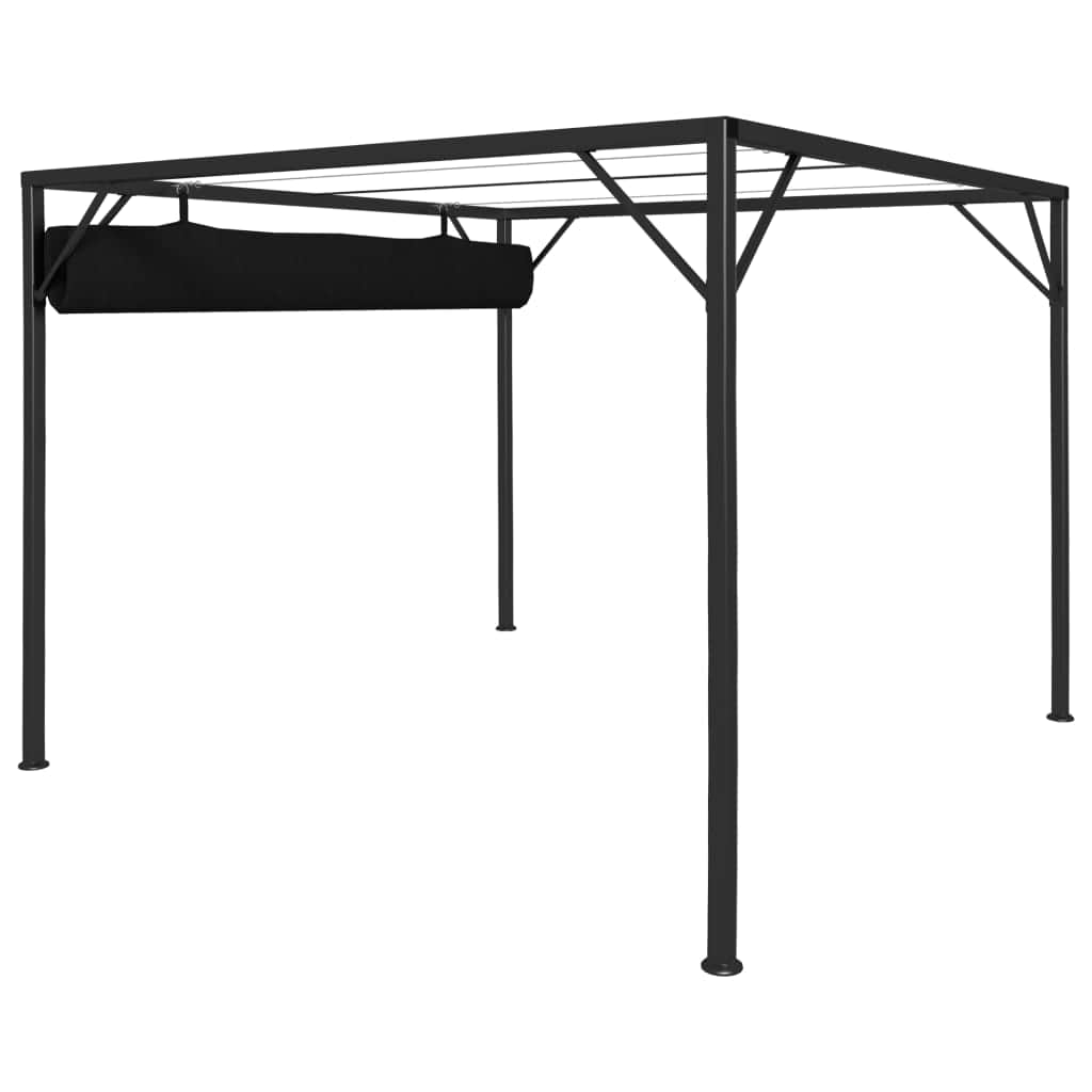 Garden Gazebo with Retractable Roof Canopy Anthracite