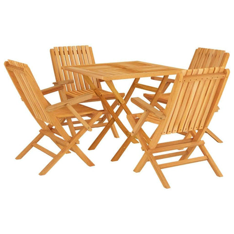 Garden Glimmer: 5-Piece Solid Teak Dining Set