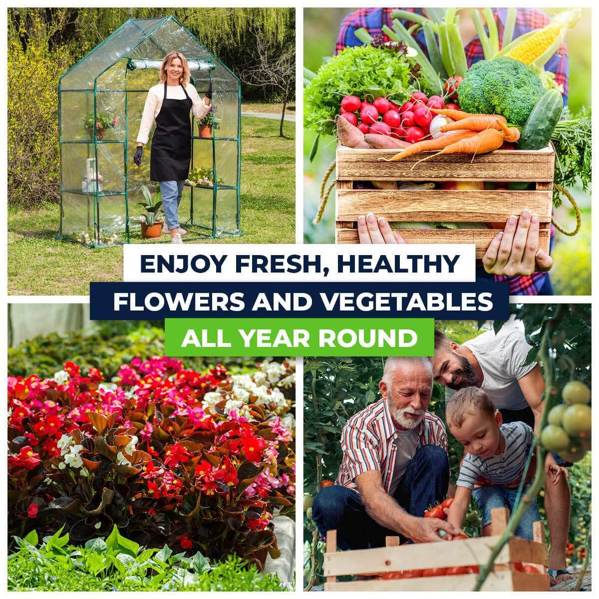 Garden Greens Greenhouse Walk-In Shed 3 Tier Solid Structure & Quality 1.95M