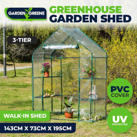 Garden Greens Greenhouse Walk-In Shed 3 Tier Solid Structure & Quality 1.95M