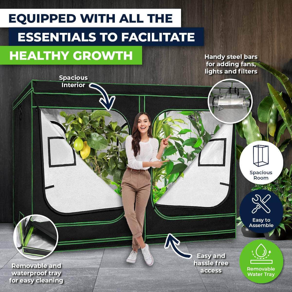 Garden Greens Grow Tent Kits 2.4M X 1.2M X 2M Hydroponics Indoor Grow System