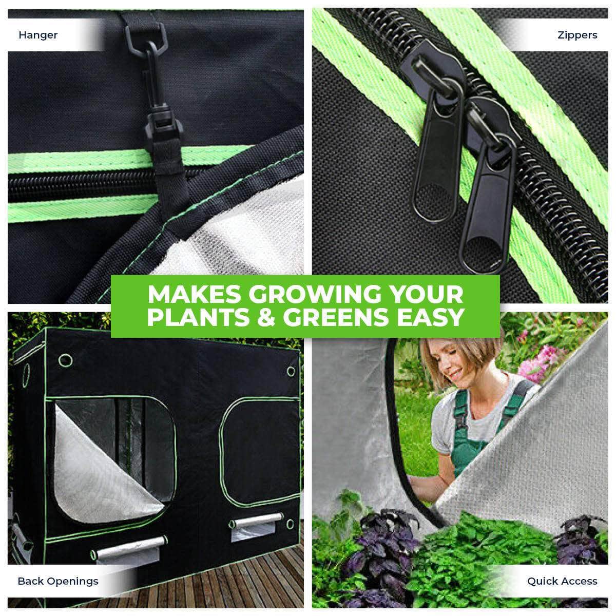 Garden Greens Grow Tent Kits 2.4M X 1.2M X 2M Hydroponics Indoor Grow System