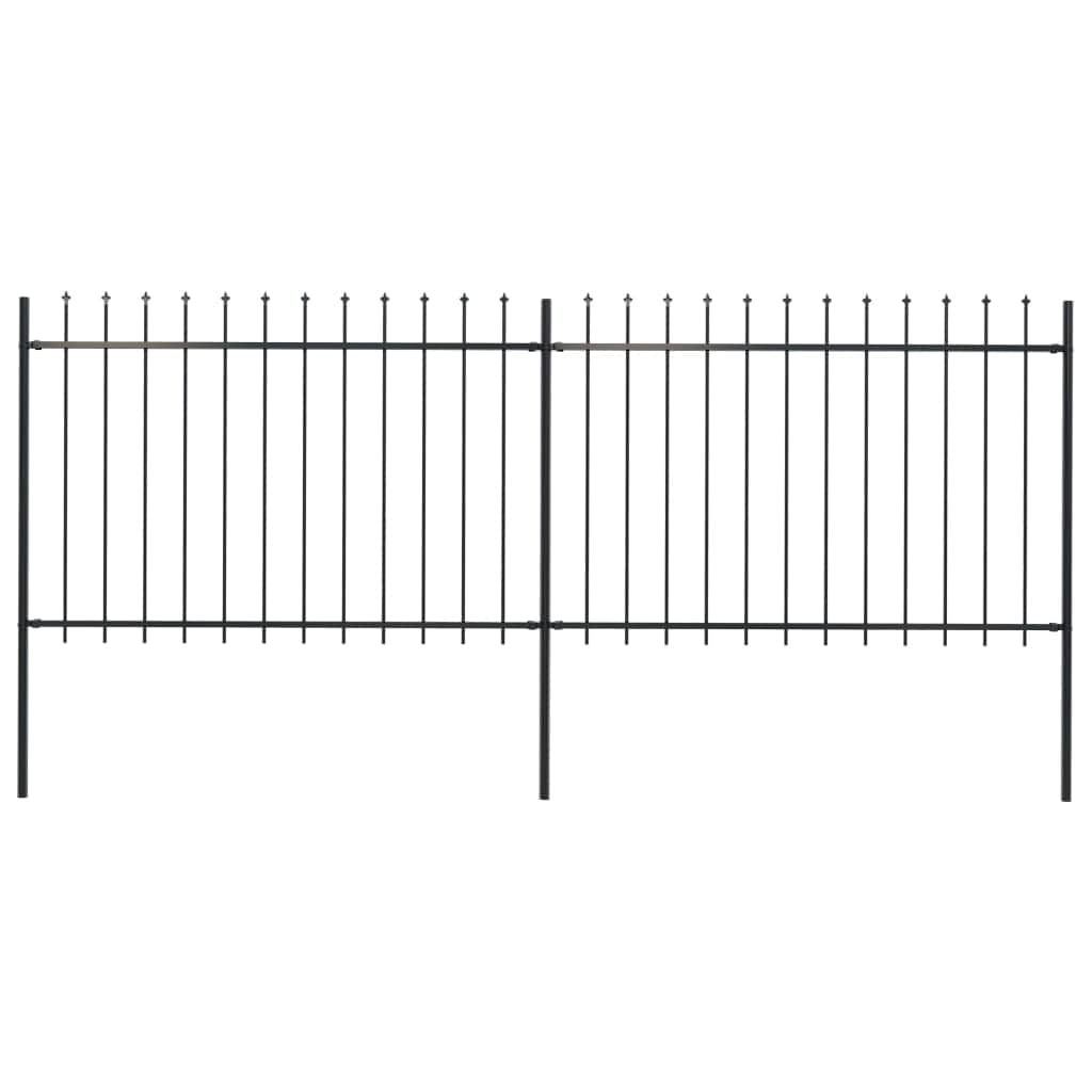Garden Home Fence Outdoor Spear Top Steel Black