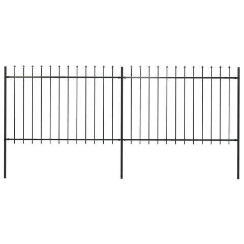 Garden Home Fence Outdoor Spear Top Steel Black