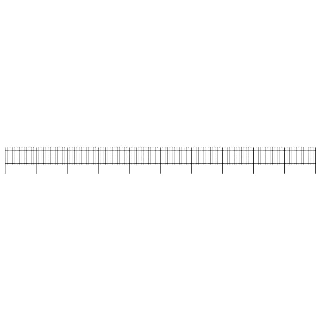 Garden Home Fence Outdoor with Spear Top Steel Black