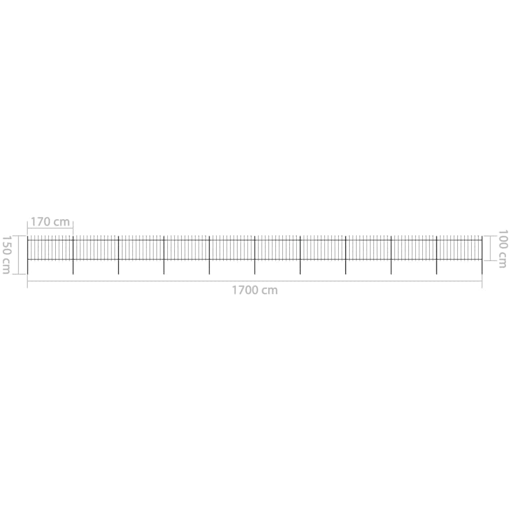 Garden Home Fence Outdoor with Spear Top Steel Black