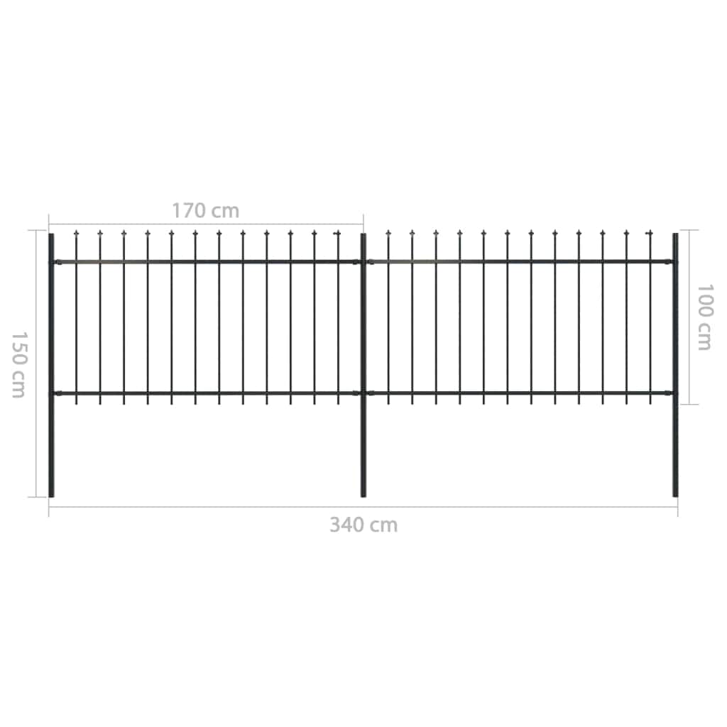 Garden Home Fence Spear Top Steel Black