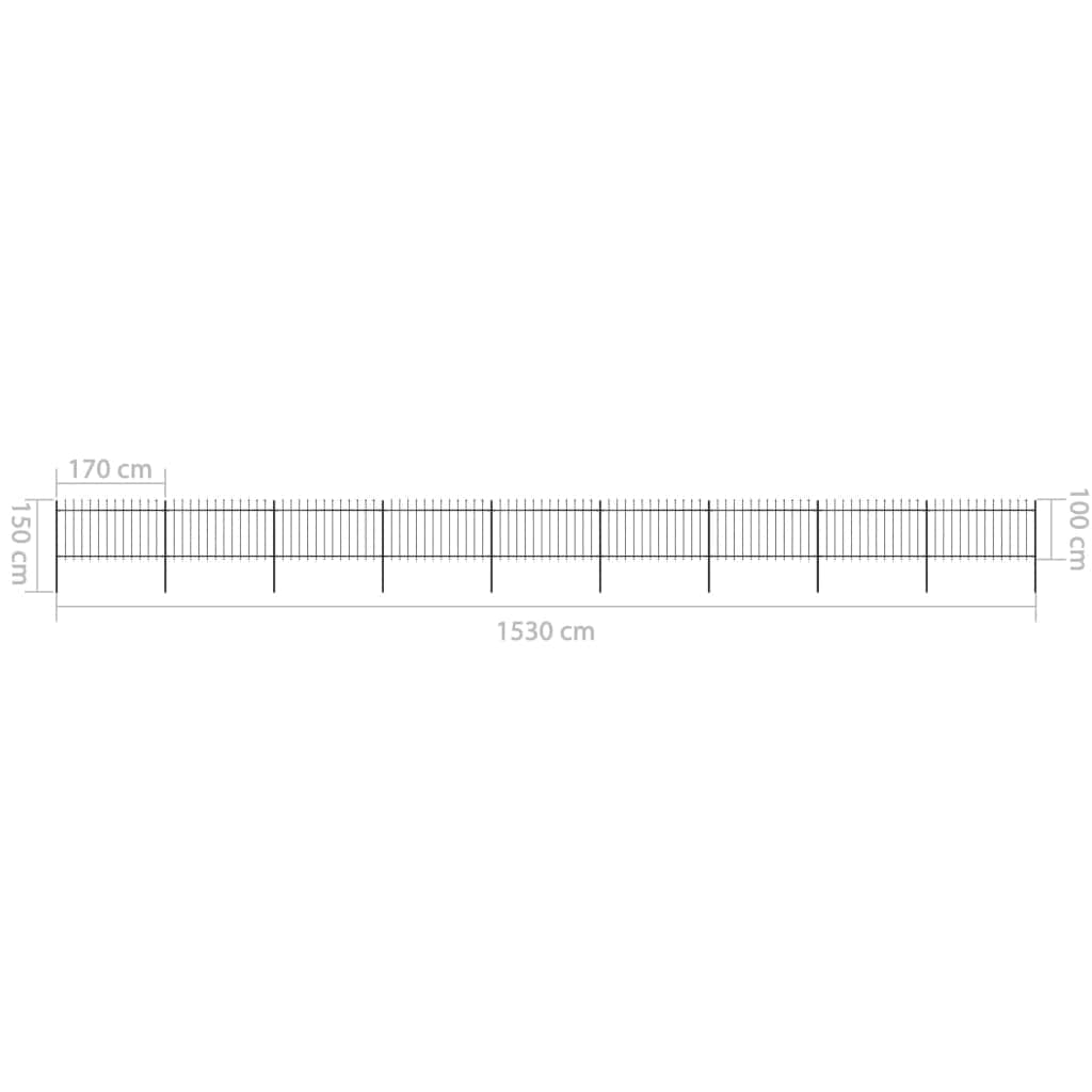 Garden Home Fence Study with Spear Top Steel Black