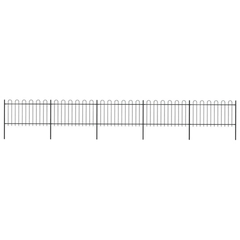 Garden Home Fence with Hoop Top Steel -Black