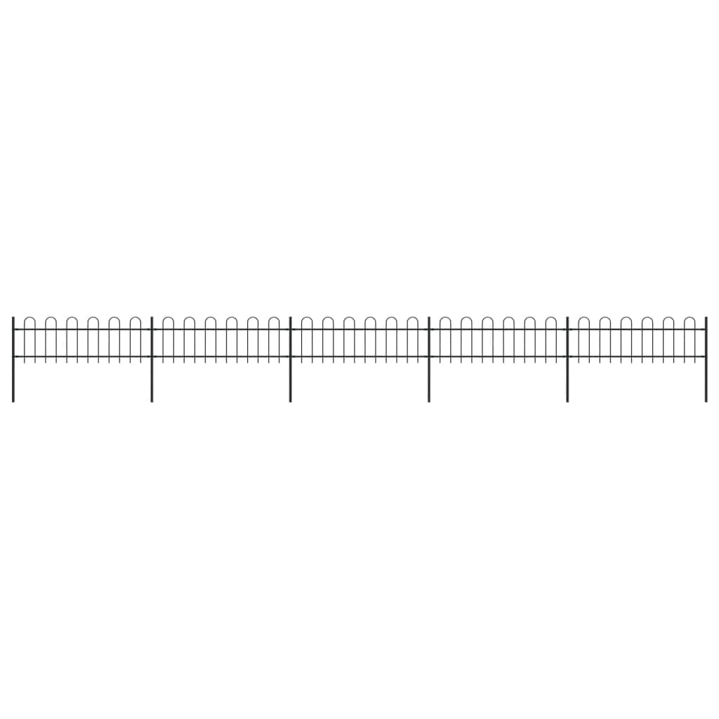 Garden Home Fence with Hoop Top Steel Black