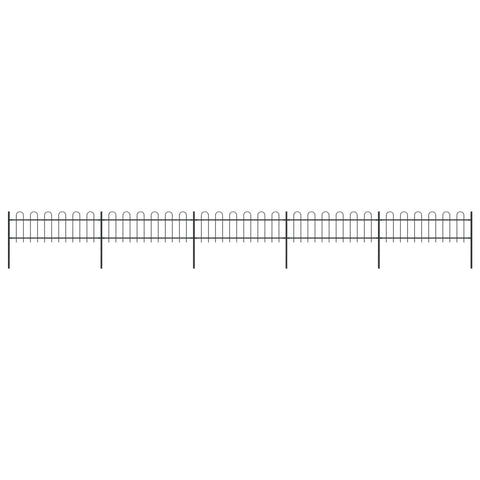 Garden Home Fence with Hoop Top Steel Black