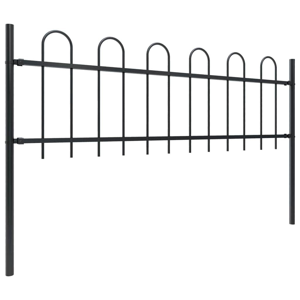 Garden Home Fence with Hoop Top Steel Black