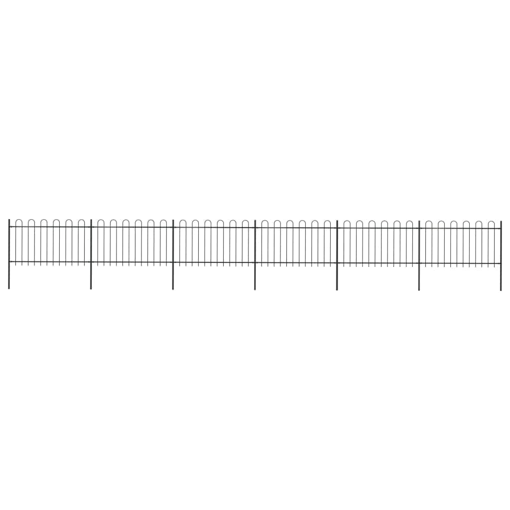 Garden Home Fence with Hoop Top Steel, Black