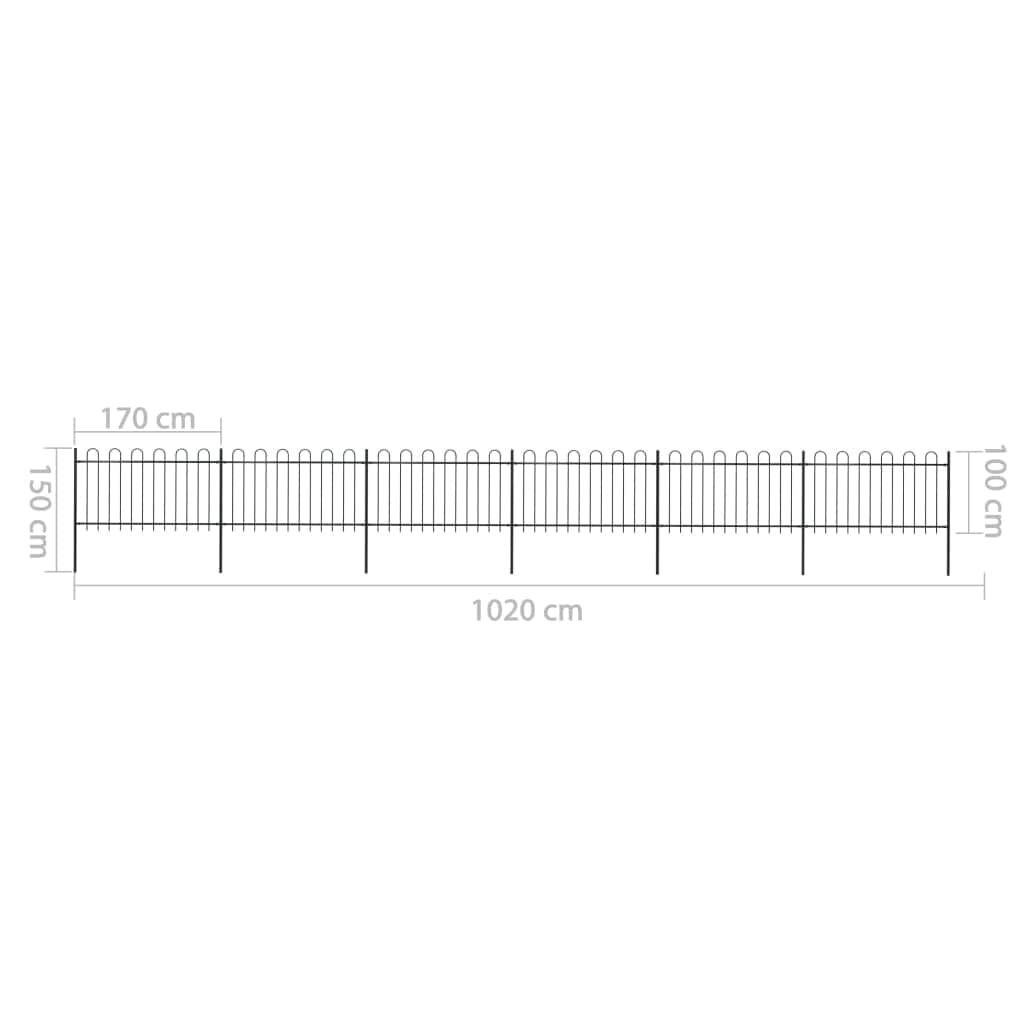 Garden Home Fence with Hoop Top Steel, Black