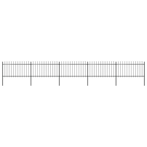 Garden Home Fence with Spear Top Steel Black