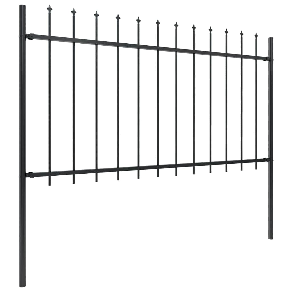 Garden Home Fence with Spear Top Steel Black