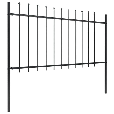 Garden Home Fence with Spear Top Steel Black