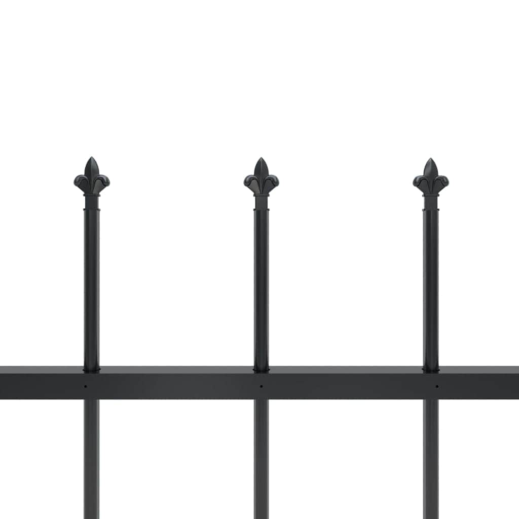 Garden Home Fence with Spear Top Steel Black