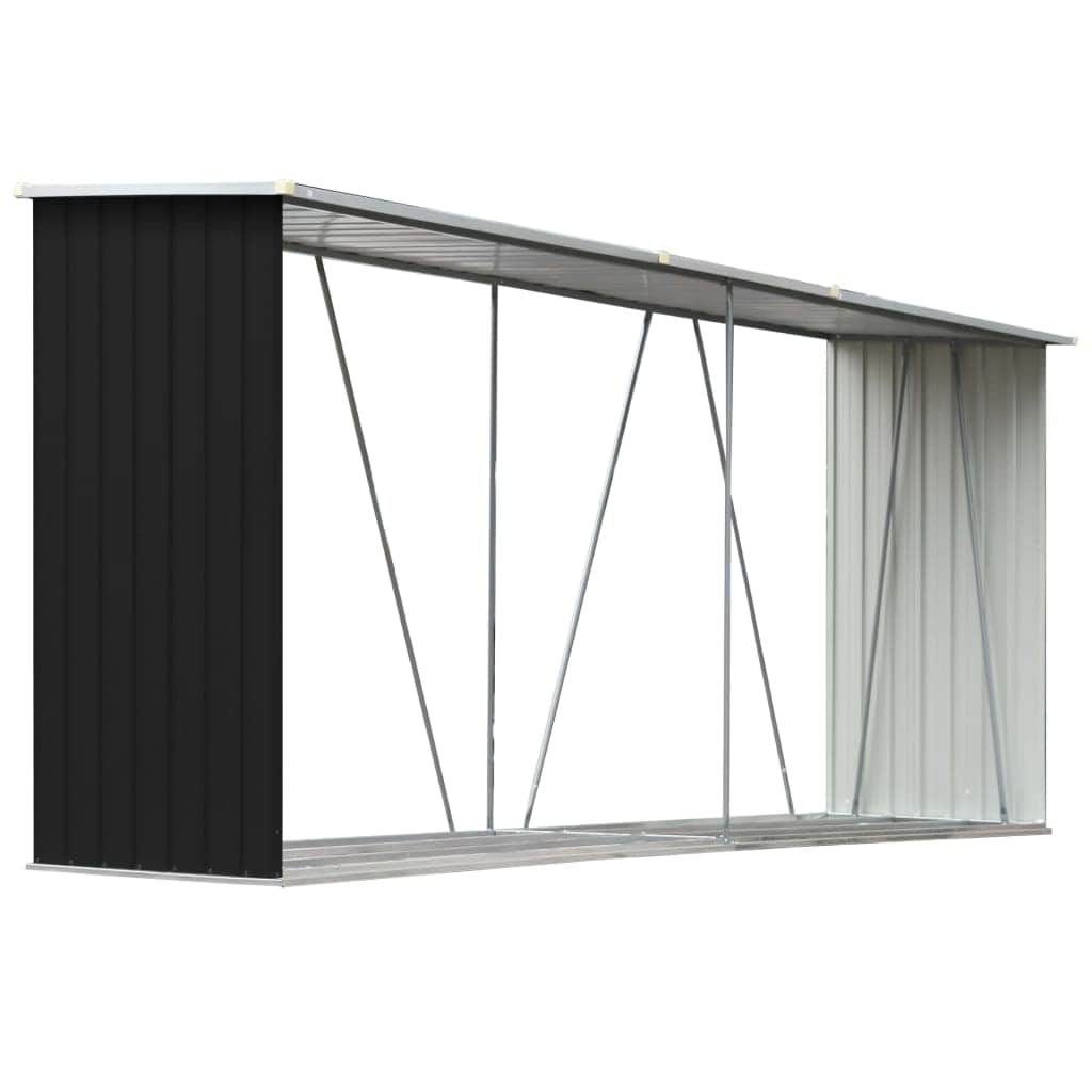 Garden Log Storage Shed Galvanised Steel Anthracite