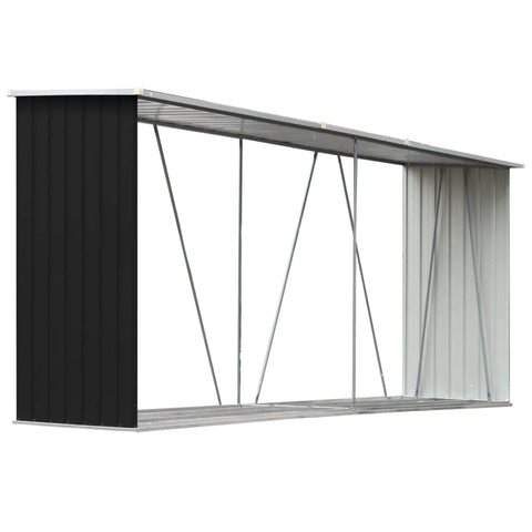 Garden Log Storage Shed Galvanised Steel Anthracite