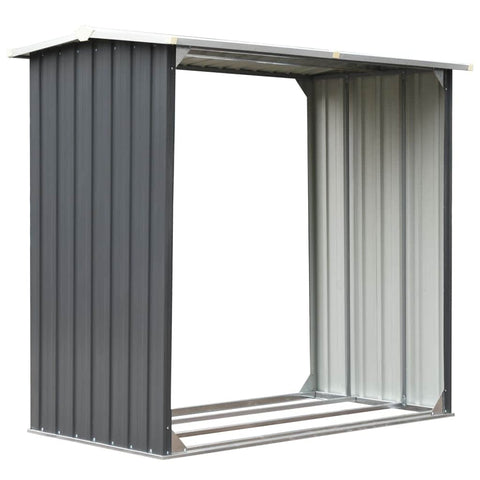 Garden Log Storage Shed Galvanised Steel  Grey