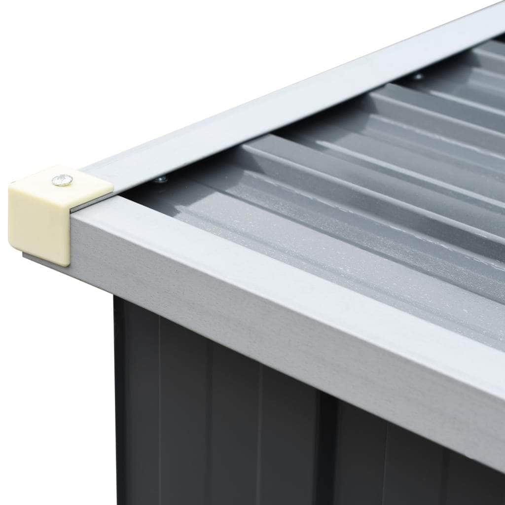 Garden Log Storage Shed Galvanised Steel Grey - Simple deals