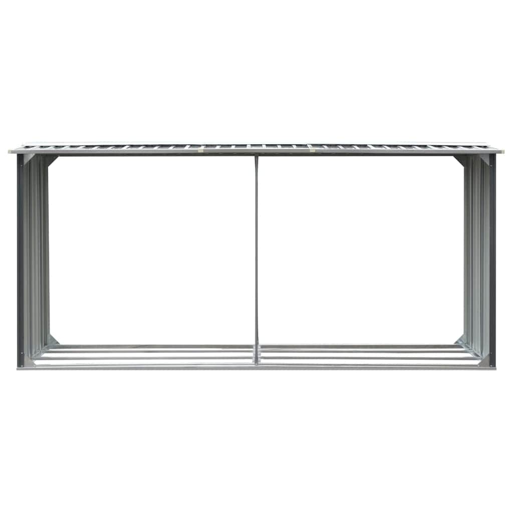 Garden Log Storage Shed Galvanised Steel - Grey - Simple deals