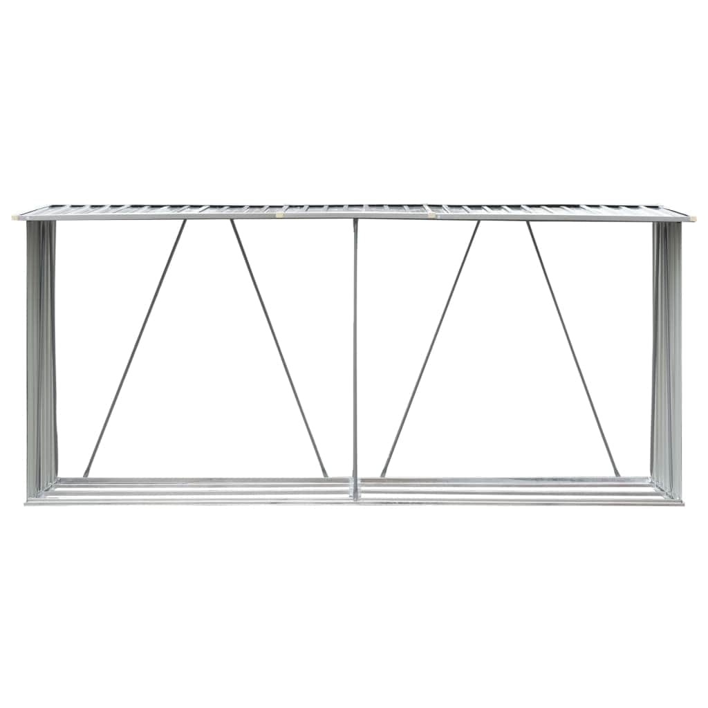 Garden Log Storage Shed Galvanised Steel Grey - Simple deals