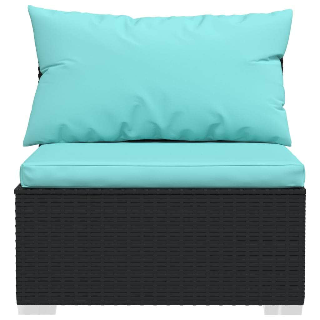 Garden Lounge Set with Cushions Poly Rattan Black