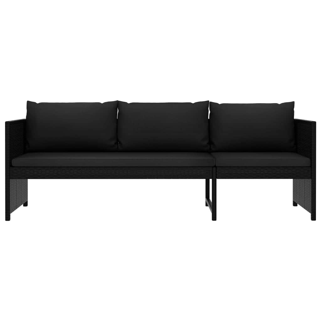 Rattan finish - Garden Lounge Set with Cushions Poly Rattan Black