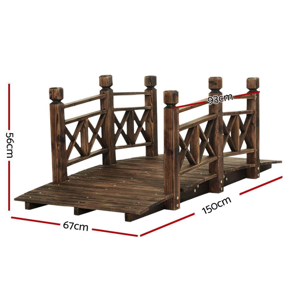 Garden Decor Outdoor Ornament Wooden Bridge 150Cm | 150Cm