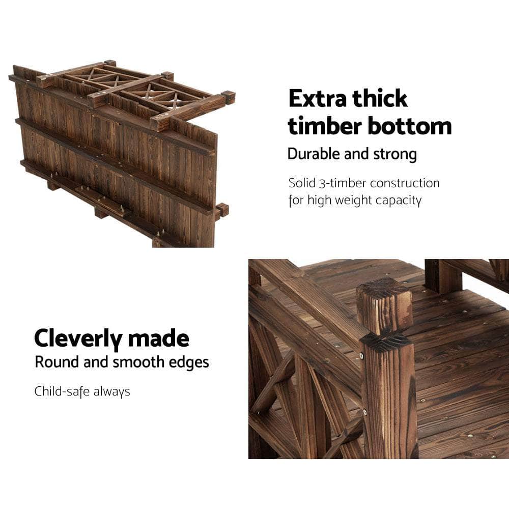 Wooden finish - Garden Decor Outdoor Ornament Wooden Bridge 150Cm
