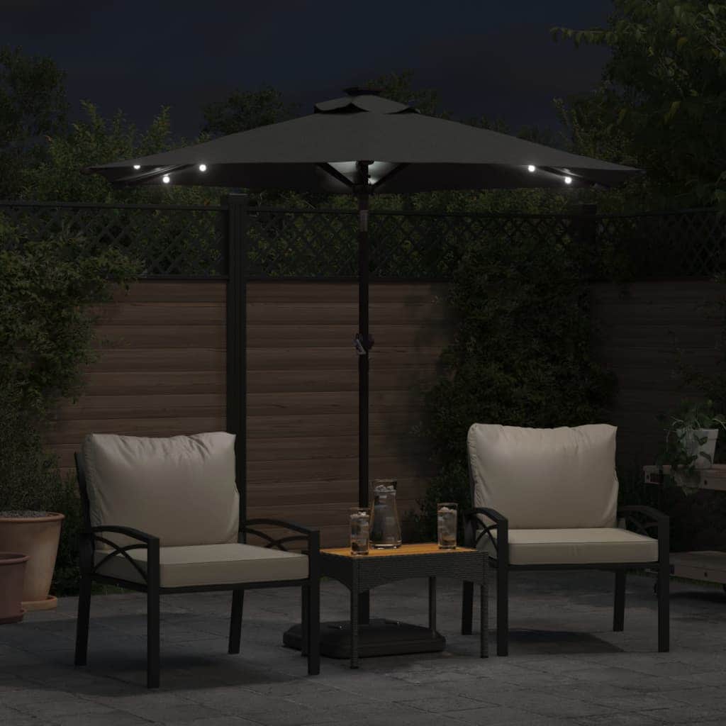 Outdoor Umbrellas & Sunshades - Garden Parasol with LEDs and Steel Pole Anthracite