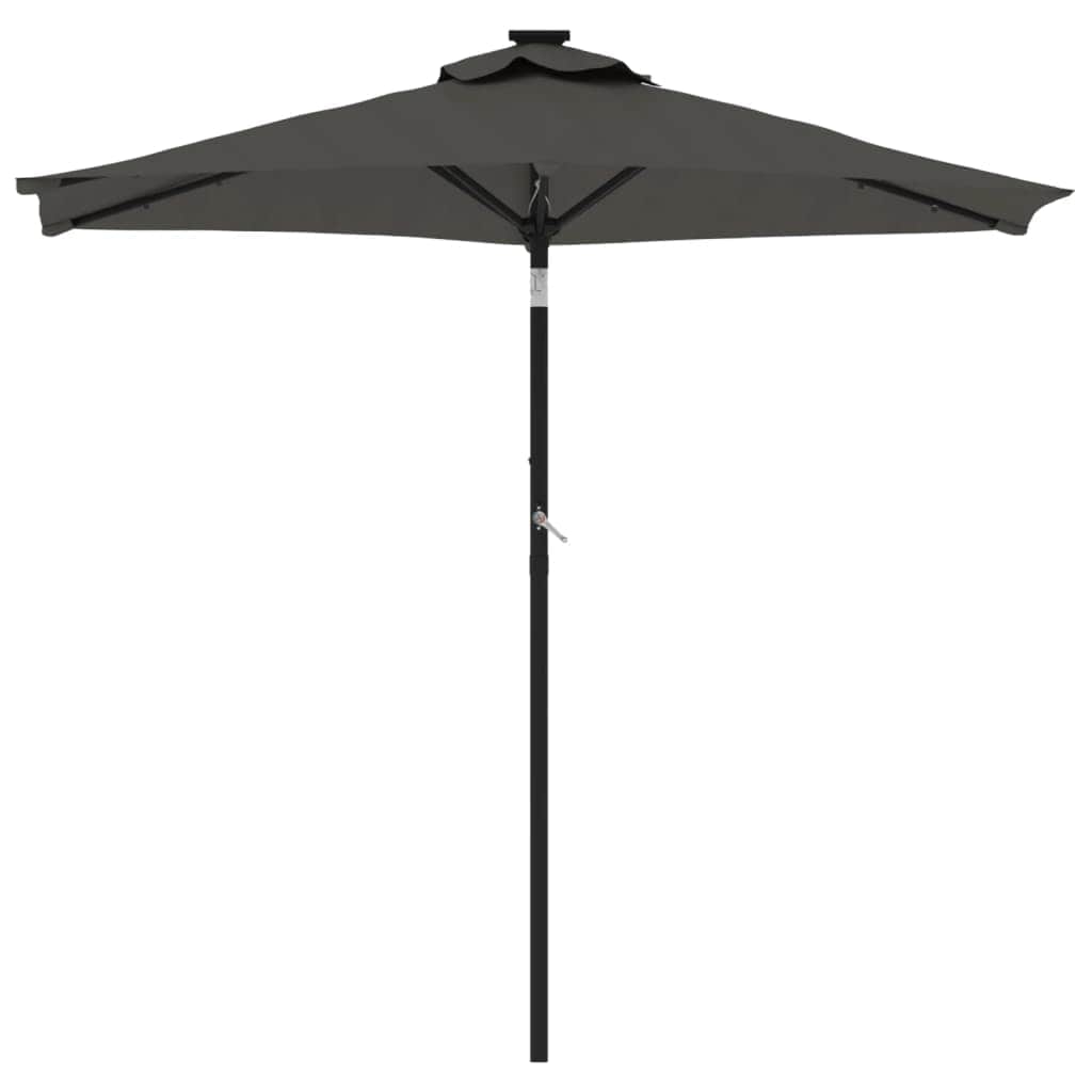 Garden Parasol with LEDs and Steel Pole Anthracite | Outdoor Umbrellas & Sunshades