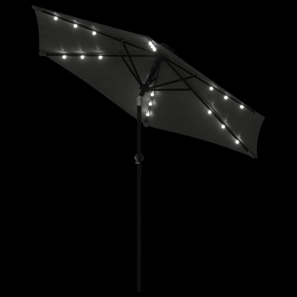 Garden Parasol with LEDs and Steel Pole Anthracite with Outdoor Umbrellas & Sunshades