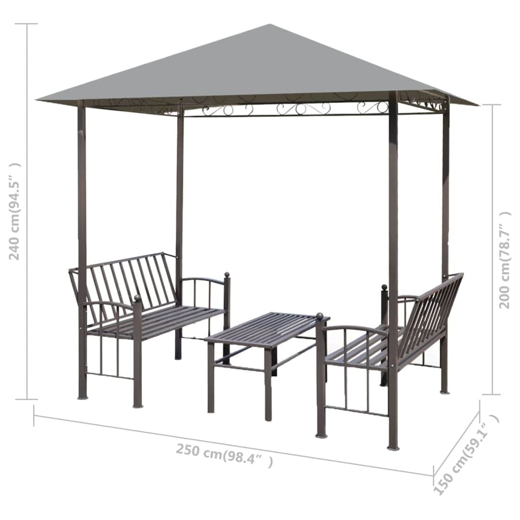 Garden Pavilion with Table and Benches Anthracite