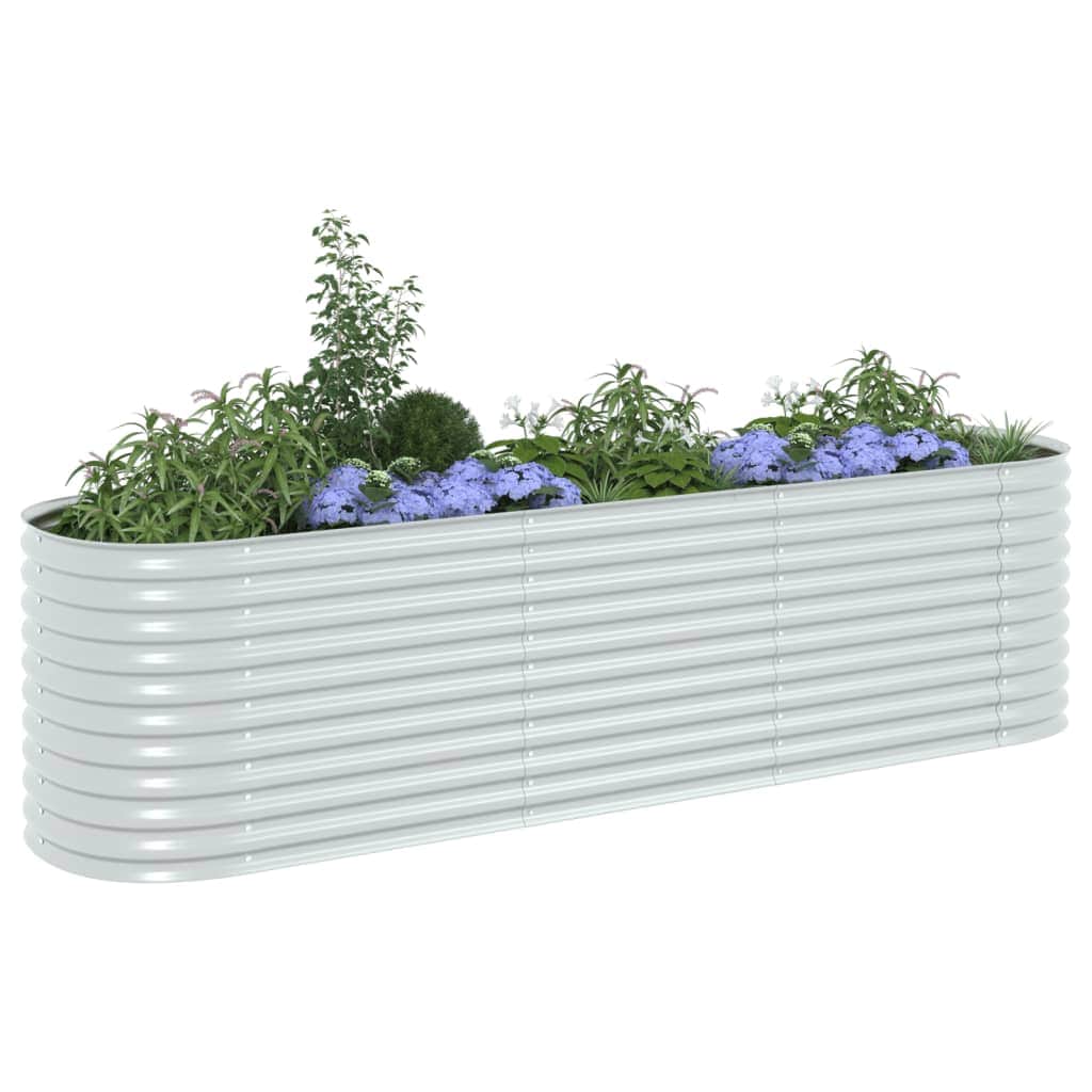Garden Planter, Galvanised Steel Silver