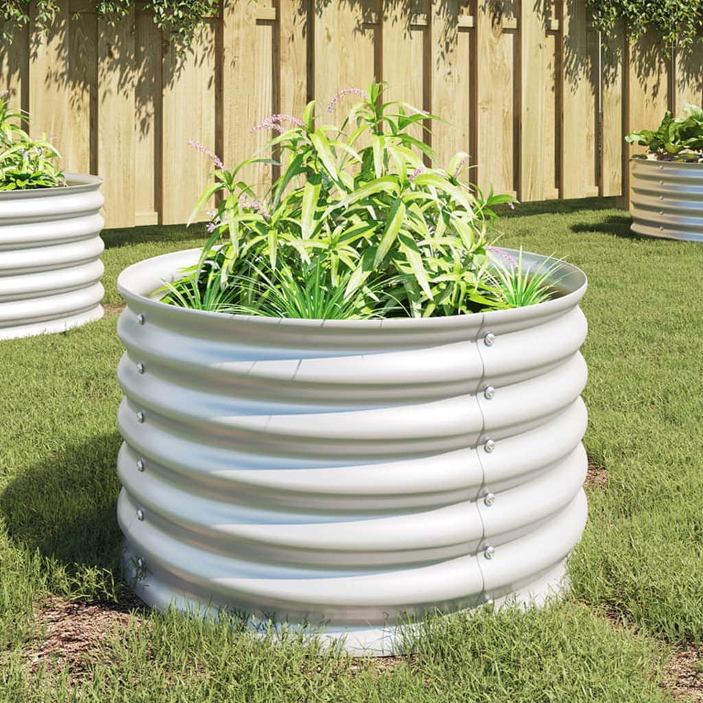 Garden Planter Galvanised Steel Silver