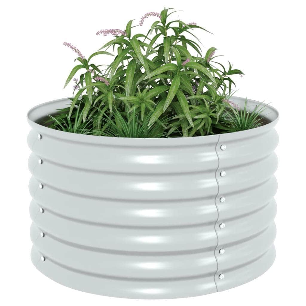 Garden Planter Galvanised Steel Silver