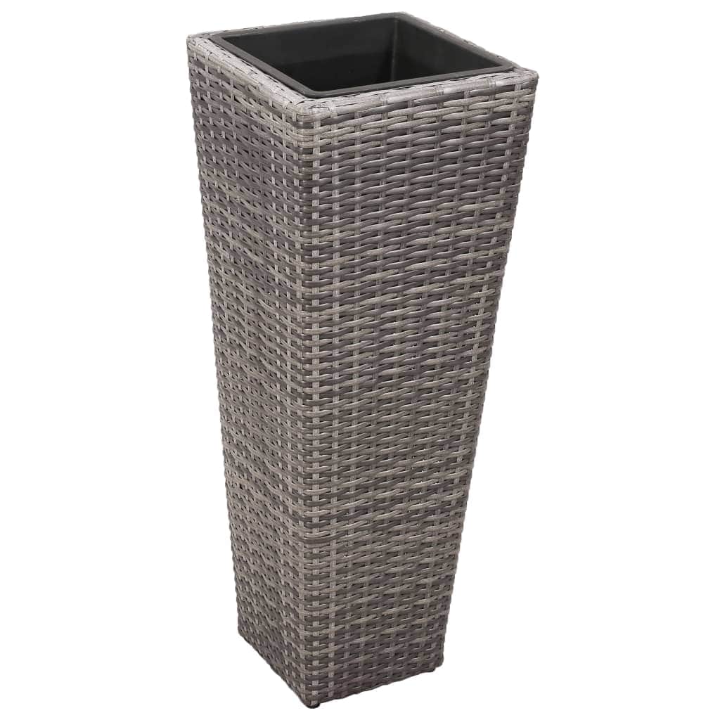 Garden Planter Set 3 pcs Poly Rattan Grey