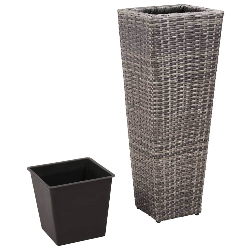 Garden Planter Set 3 pcs Poly Rattan Grey