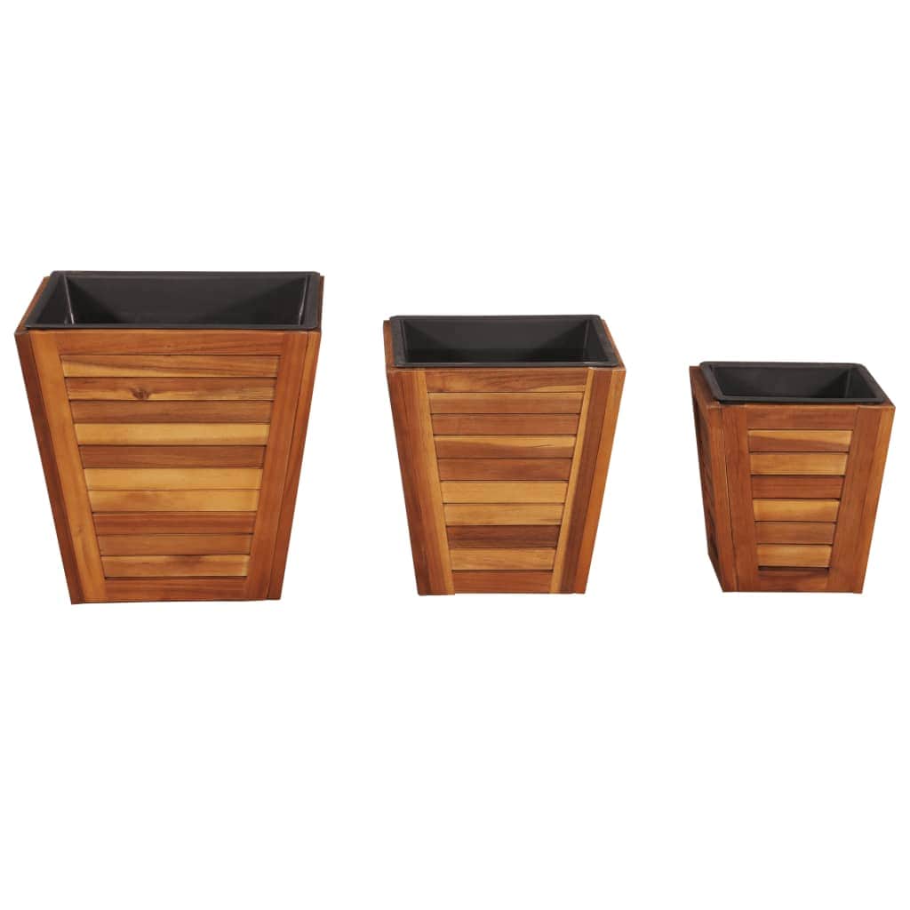 Garden Planter Set 3 Pieces Square Solid Acacia Wood - Simple deals