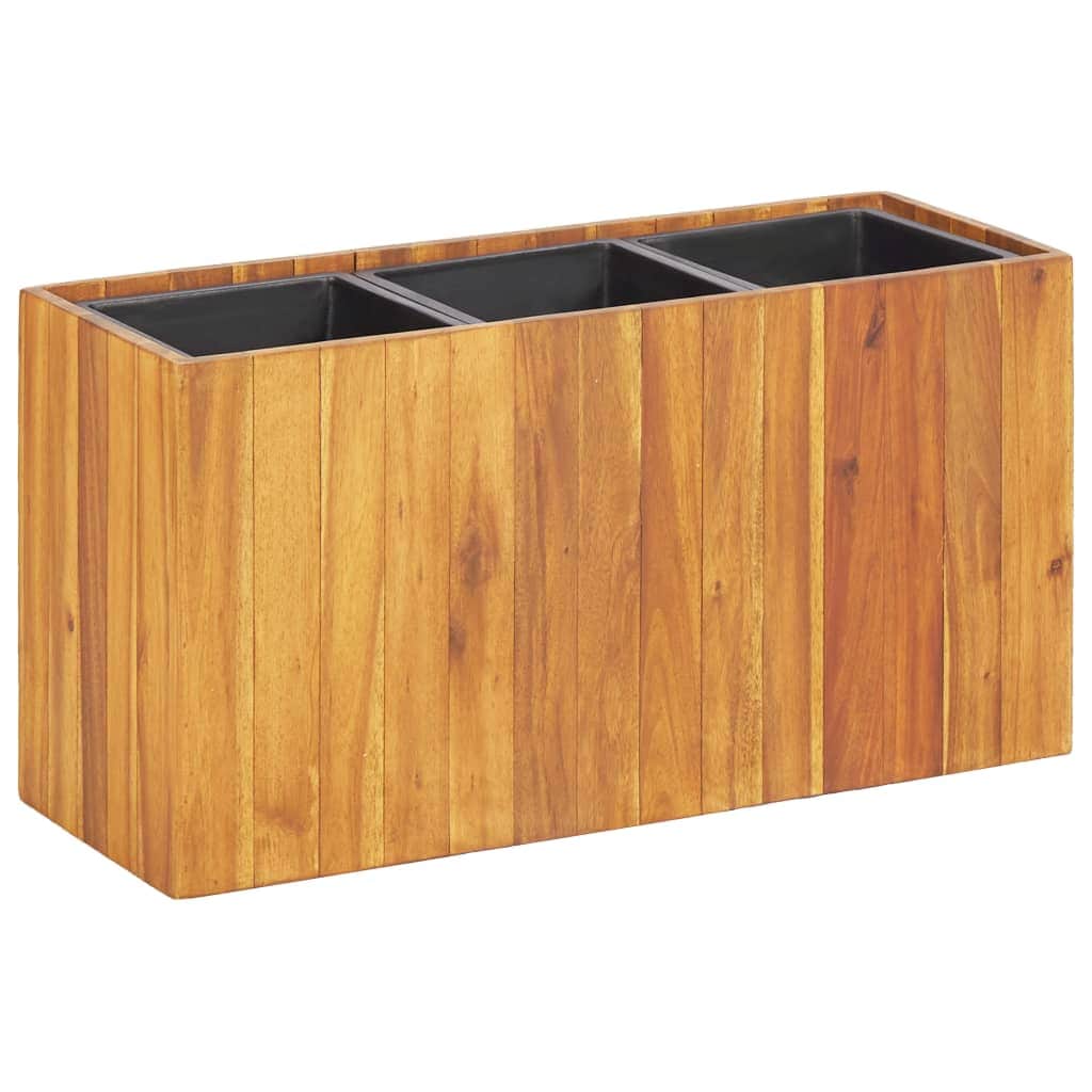 Garden Planter with 3 Pots Solid Acacia Wood