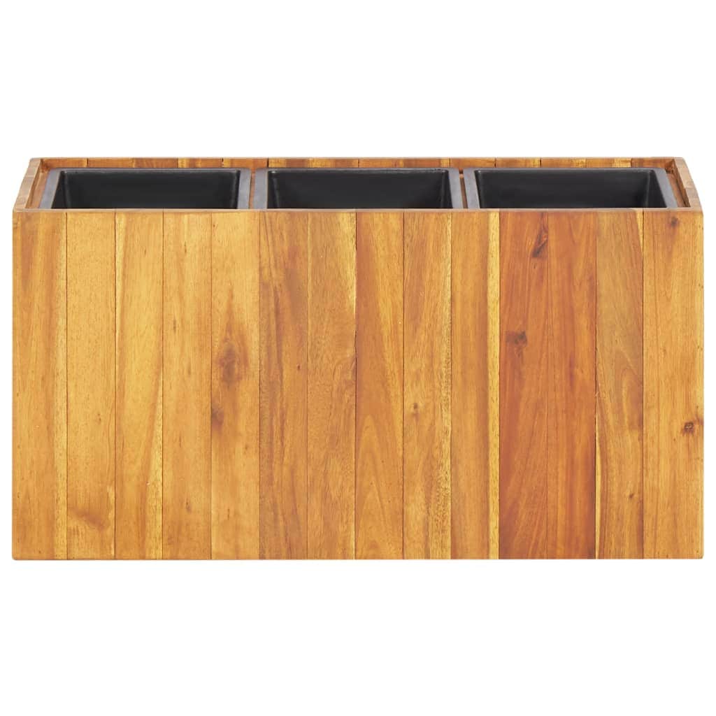 Garden Planter with 3 Pots Solid Acacia Wood