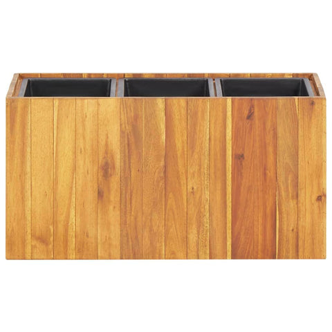 Garden Planter with 3 Pots Solid Acacia Wood