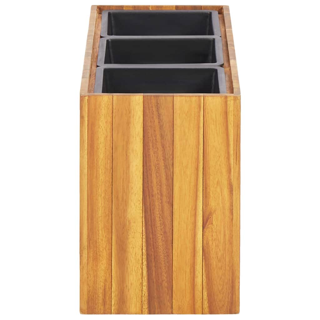 Garden Planter with 3 Pots Solid Acacia Wood