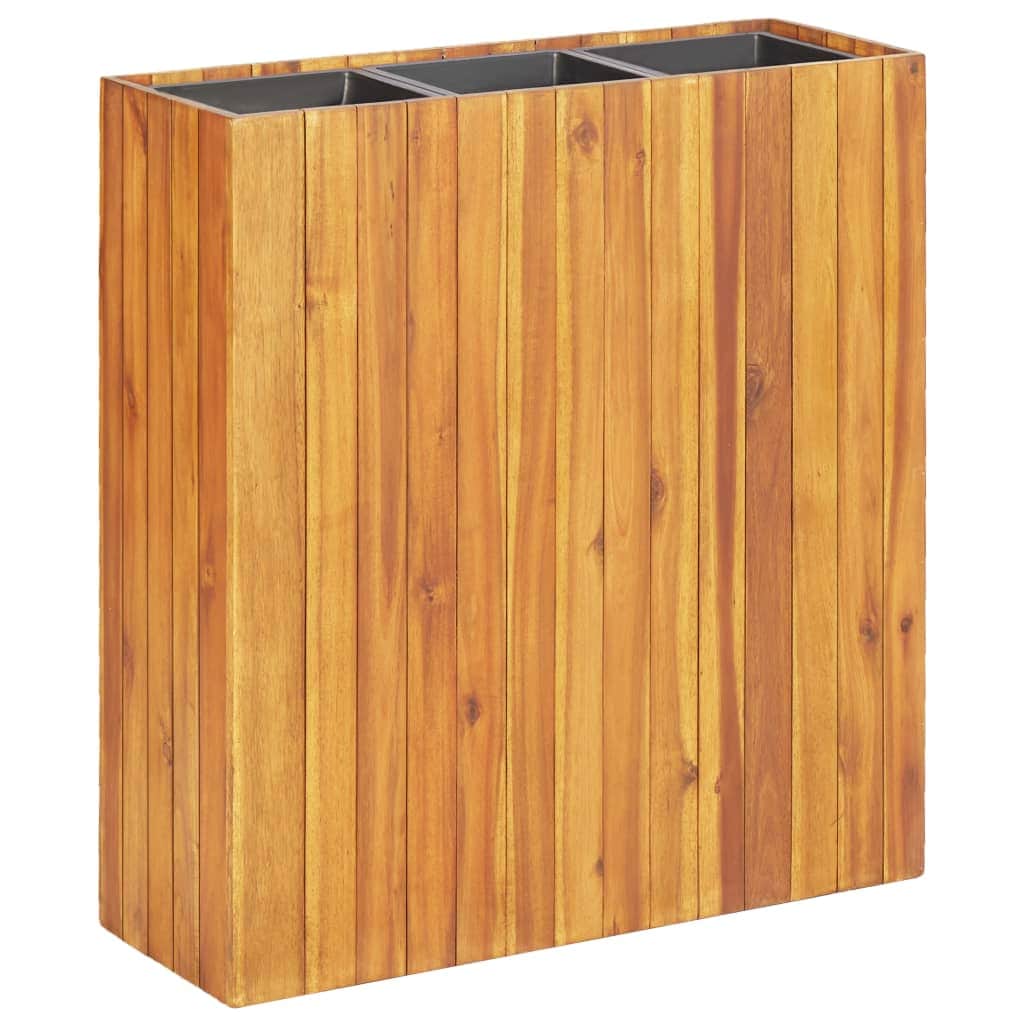 Garden Planter with 3 Pots Solid Acacia Wood