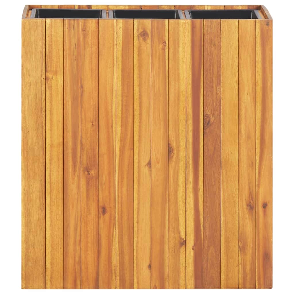 Garden Planter with 3 Pots Solid Acacia Wood