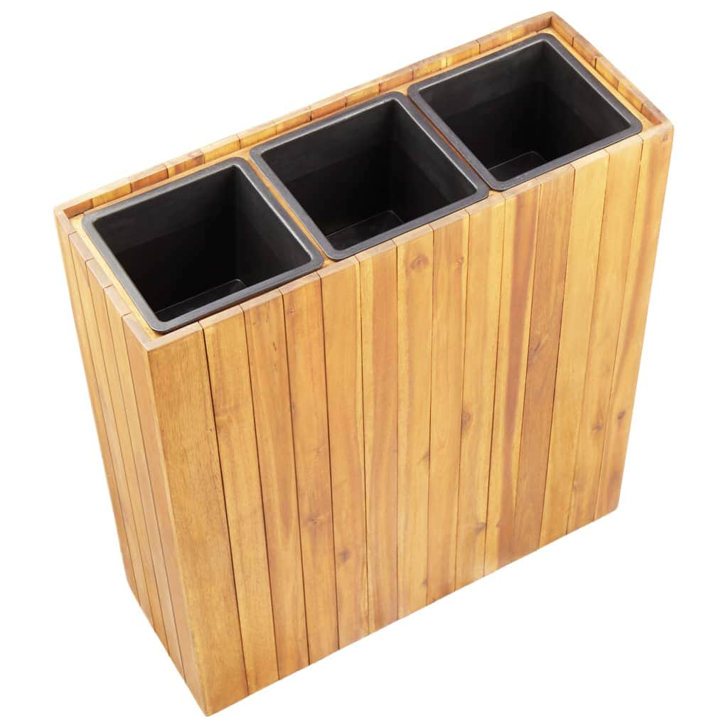 Garden Planter with 3 Pots Solid Acacia Wood